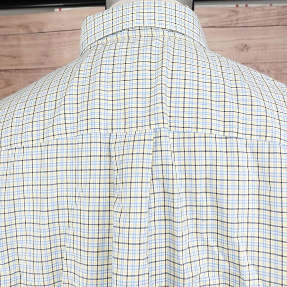 JOS A BANK EXECUTIVE COLLECTION YELLOW BLUE CHECK BUTTON DOWN SHIRT MENS SIZE L - Picture 5 of 6